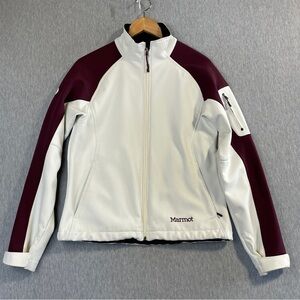 Marmot Soft Shell Jacket Women’s Large Full Zip Moto Lined Polyester Nylon Blend